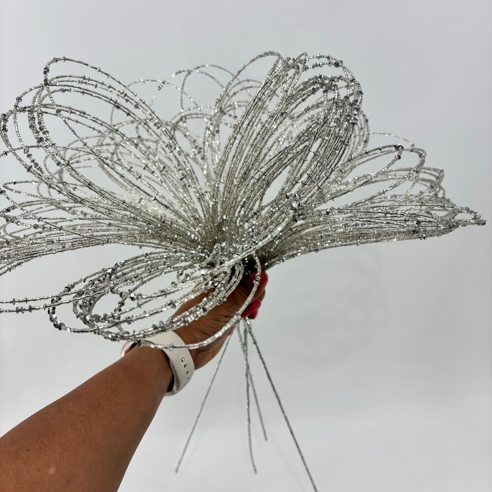 White Silver Spary Lot of 4 Beaded Decoration Picks Sprays Decorative Wedding